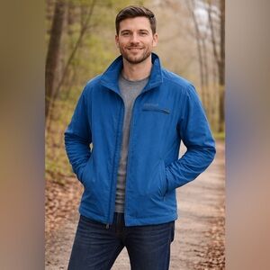 Marmot Jacket Mens Size Large Blue Heavyweight Hidden Pockets Warm Full Zip